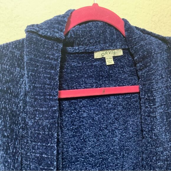 NEW Orvis Womens XXL Blue Open Front Cardigan Sweater 100% Polyester - Picture 4 of 9